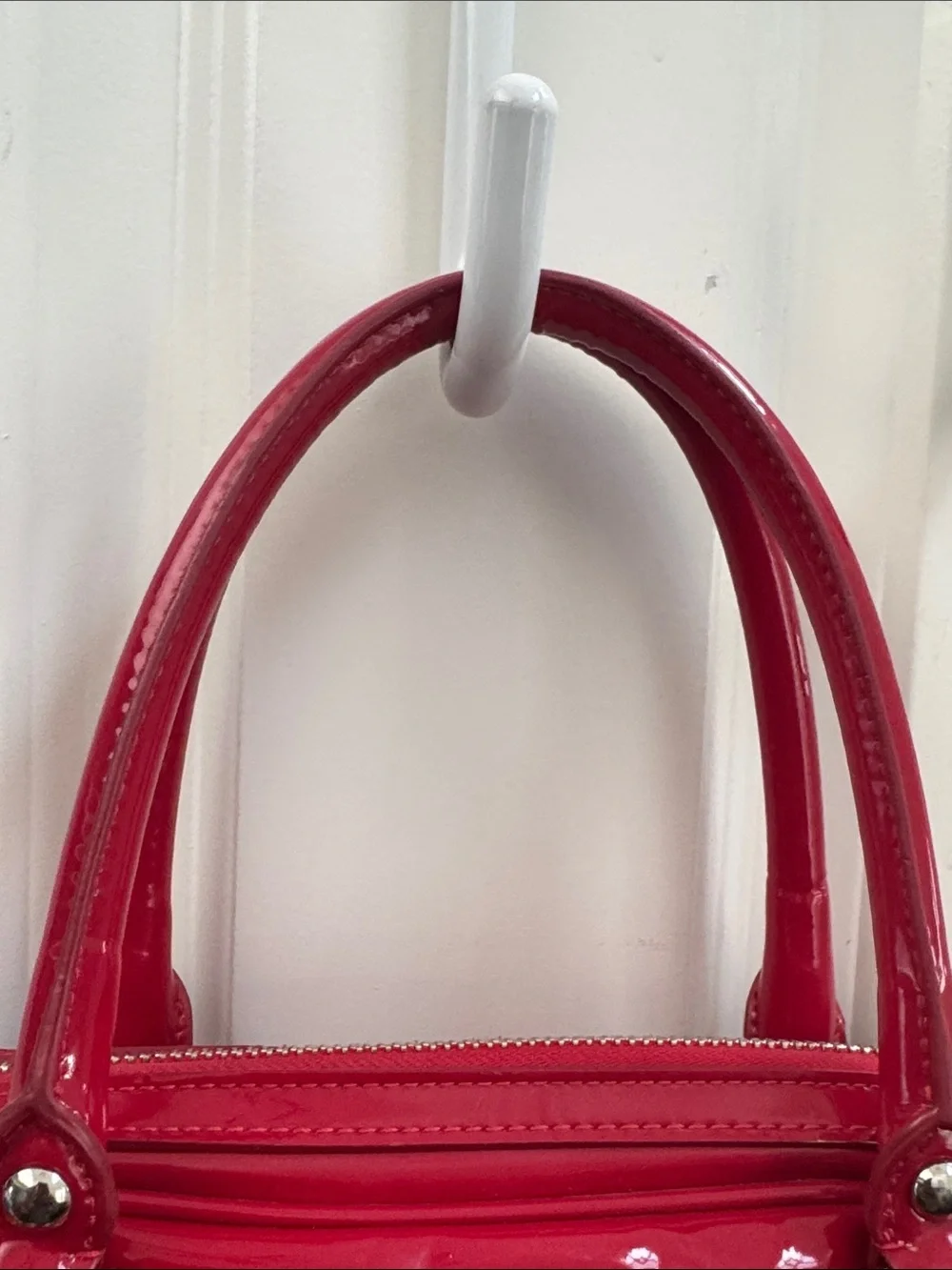 Coach Poppy Quilted Patent Red Satchel with Silver Hardware